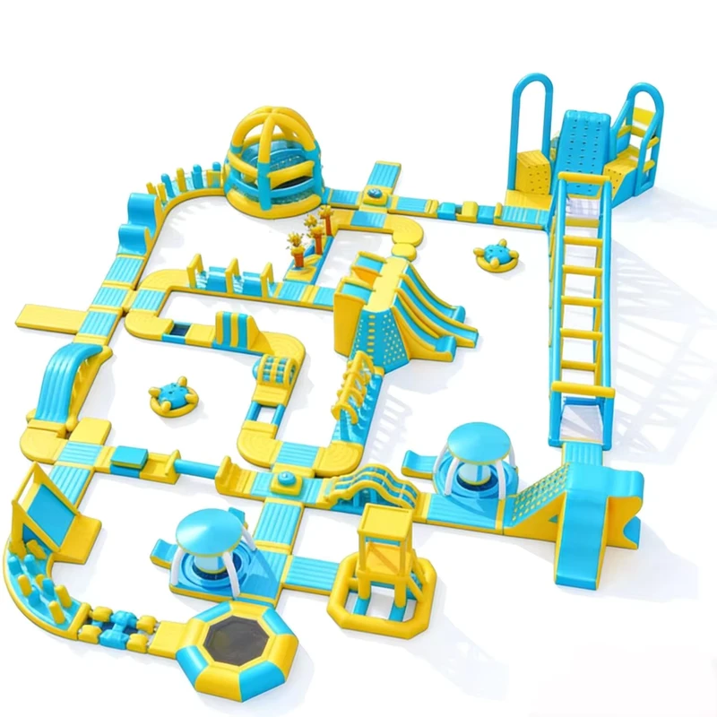 Großes aufblasbares Aqua-Sport-Bouncer-Schloss, schwimmender Wasserpark für Vergnügungen am Meer oder See, PVC-Material