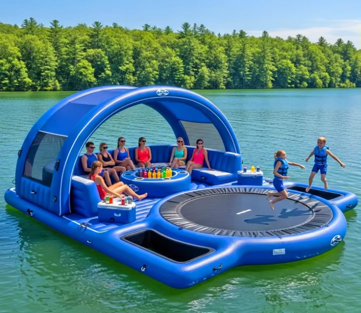 Kastil Bouncer Olahraga Air Inflatable Besar Desain Baru Taman Air Terapung untuk Hiburan di Laut Danau Bahan PVC