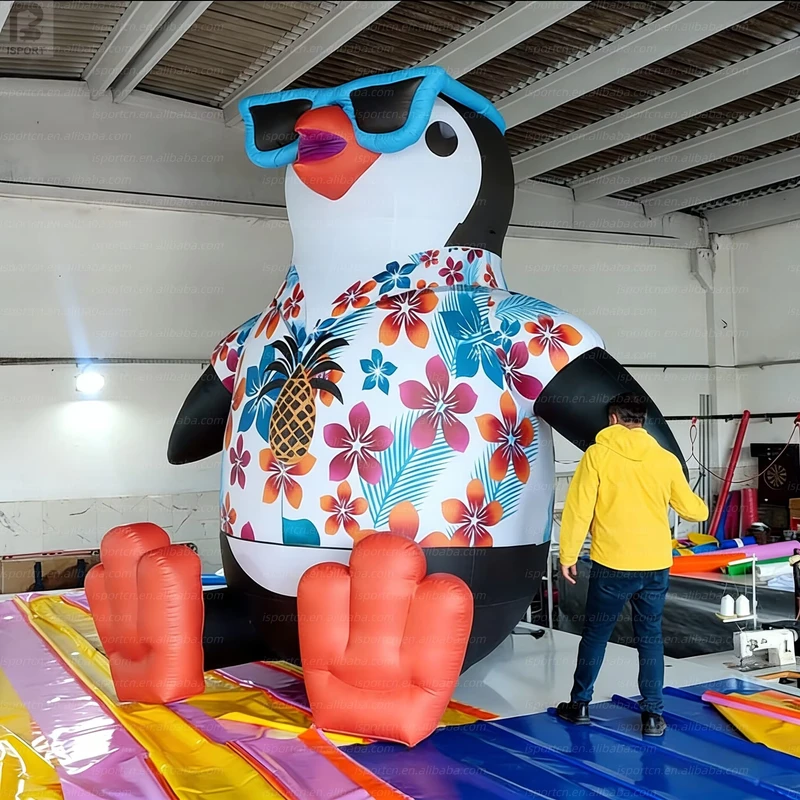 Pingüino Inflable de Playa Grande, Prop Inflable Temático de Animal de Tela Oxford para Exhibición en Centros Comerciales y Festivales de Música