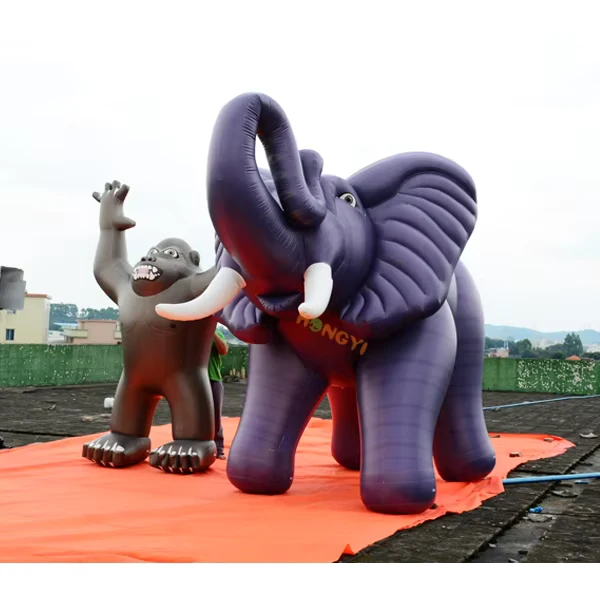 大型インフレータブルゾウと巨大インフレータブルゴリラ 広告用チンパンジー動物モデルバルーン