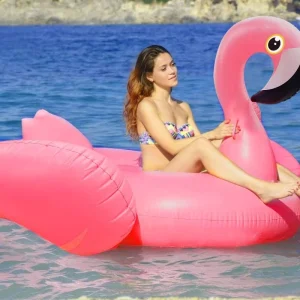 बड़े inflatable फ्लेमिंगो फ्लोट पार्टी खिलौने टिकाऊ हैंडल के साथ गर्मियों के समुद्र तट के फ्लोट्स स्विमिंग पूल inflatable पूल खिलौने पर सवारी करें