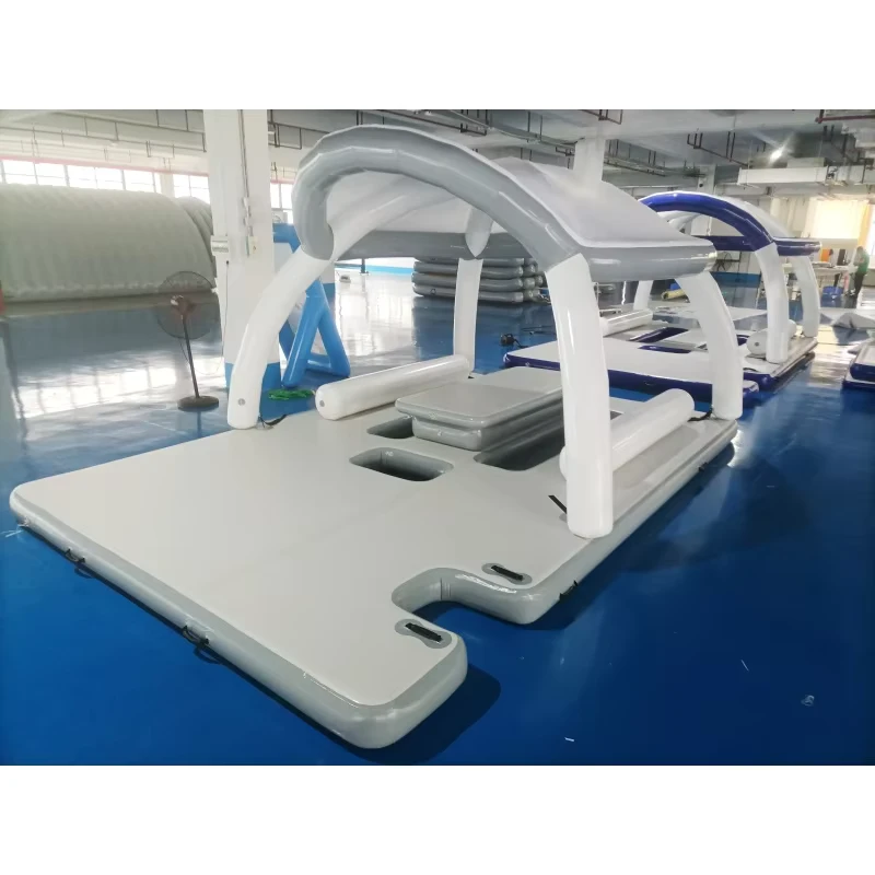 Platform Dock Pulau Inflatable Besar dengan Tenda Pelindung 5x3,2m untuk Lounge Air Mewah di Yacht
