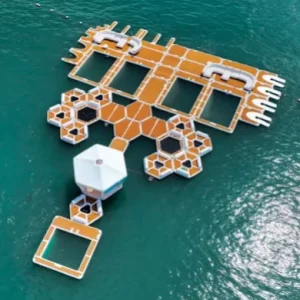 Gran isla flotante inflable, plataforma de muelle, mat flotante para ocio en el agua yate