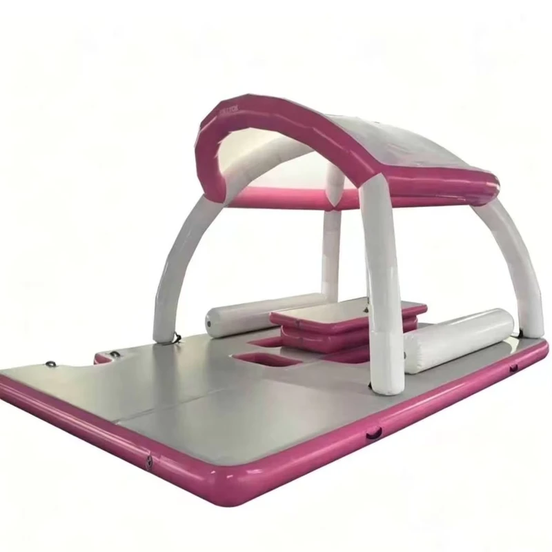 Large Inflatable Floating Water Platform Leisure Floating Island Canopy Customizable Eco Friendly Durable