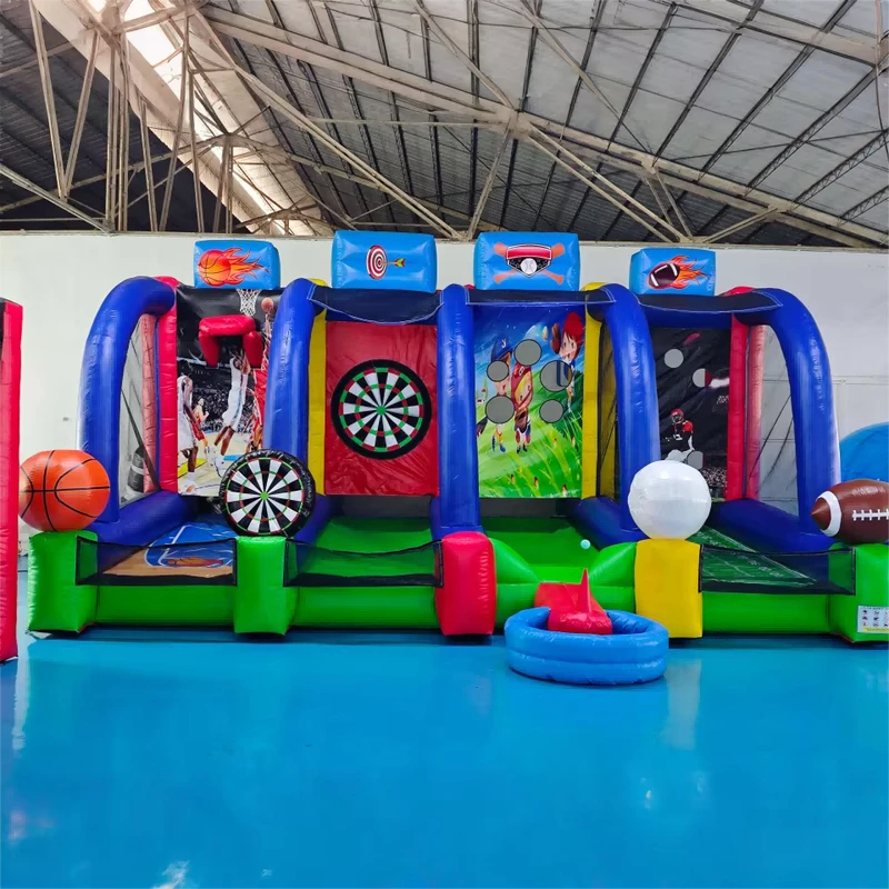 Grande Gioco Gonfiabile 4 in 1 per Carnevale con Soffiatore, Giochi Interattivi Gonfiabili per Bambini e Adulti