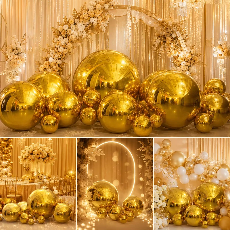 Bóng gương bơm hơi lớn PVC treo, quả bóng gương lớn sáng bóng cho trang trí sự kiện cưới Giáng sinh, sinh nhật
