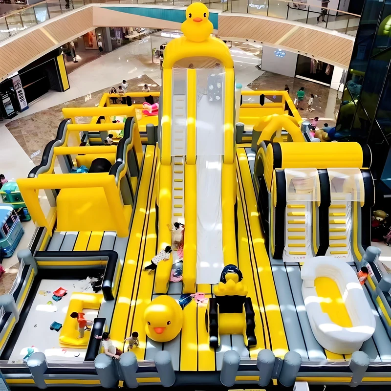 Gran parque de atracciones inflable con obstáculos, casa de rebote con tobogán, fácil de montar, capacidad para 30 personas, material de PVC, alquiler para fiestas
