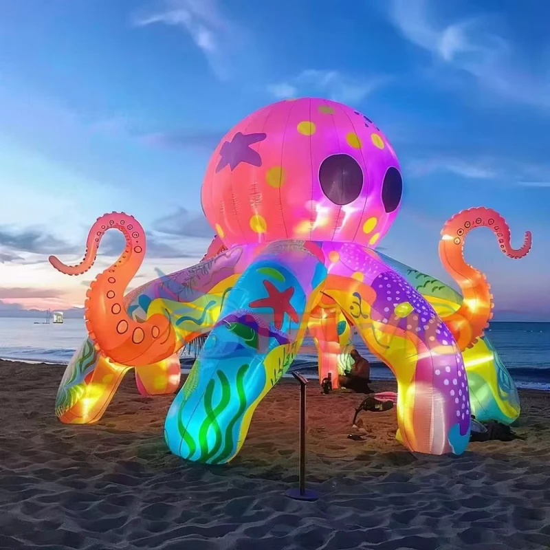 Mascotte Gonfiabile Grande a Forma di Polpo per Eventi, Acquari, Feste a Tema, Decorazione per Palchi con Polpo Gonfiabile Gigante e Luce