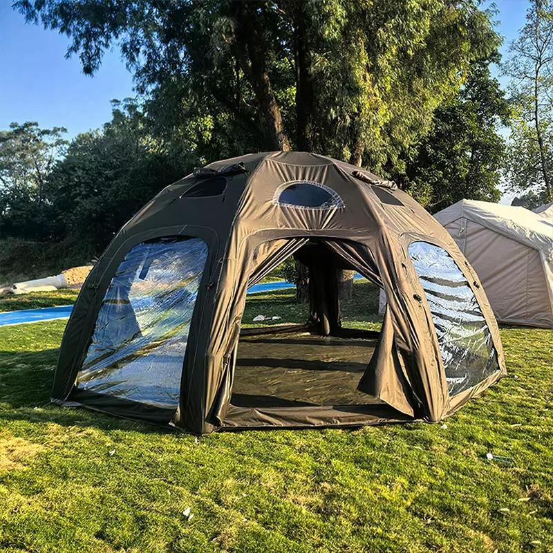 Large Inflatable Outdoor Camping Tent for Families Portable and Waterproof with Durable Oxford Fabric for Wild Activities