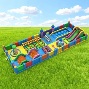 Large Inflatable Playground Park Bouncy Assault Course Blow Adult Obstacle Course CE Certified Customizable Size