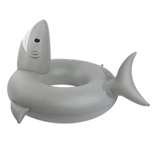Large Inflatable Shark Swimming Ring with Lights Solar Powered Pool Inflatables Floats Swim Tube Ring IP68 Waterproofing