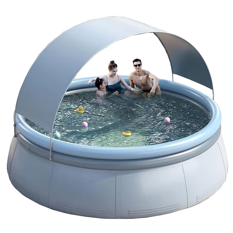 Grande piscina gonfiabile con diametro di 3,6 m, piscina gonfiabile per divertimento di adulti e bambini con parasole