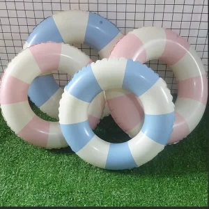 Large Inflatable Swimming Ring PVC Water Play Striped Single-layer Swim Ring for Children and Adults