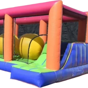 बड़े इंटरएक्टिव inflatable बाधा कोर्स बॉल रन मजेदार कूदने का खेल एक inflatable महल के रूप में