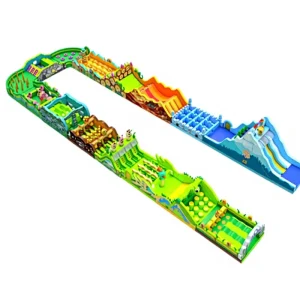 Large Jumping Park Kids Inflatable Obstacles Course Customized Size Bounce House PVC Easy Setup 5 Capacity 20 Passengers