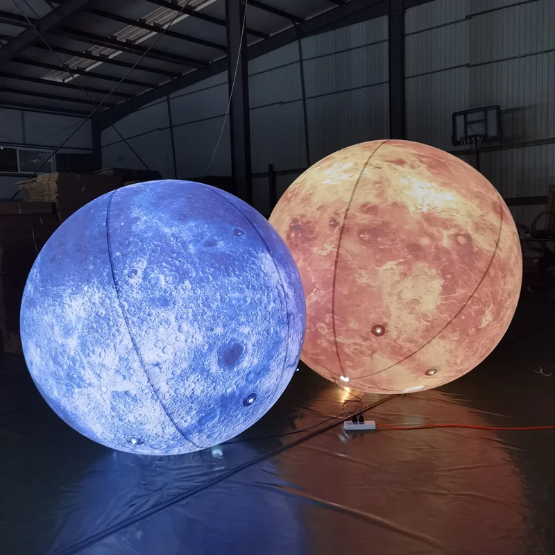 Large LED Lighted Waterproof UV Printed Durable Inflatable Moon Ball and Planets Balloons for Giant Outdoor Advertising