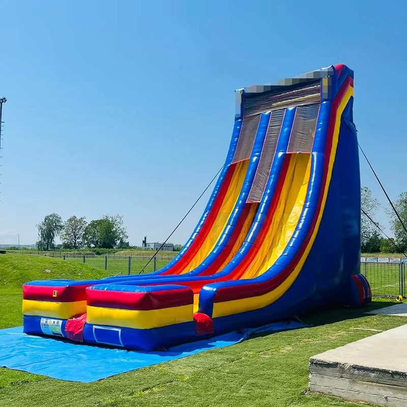 Large Long Colorful Inflatable Slide Air Jumping Double Lane Slide for High Free Fall Inflatable Water Slide With Pool