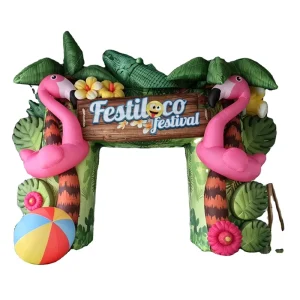Modelo Inflável Grande de Flamingo Multi-Cores, à Prova de Água, Durável, com Ventilador Integrado, Bateria de Lítio, Música de Graduação, Arco de Fantasia