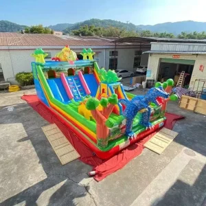 Castillo Inflable Combo de 0.55mm de PVC para Uso Exterior con Tobogán de Obstáculos, Fácil de Montar para Guarderías y Uso en Jardines de Infancia