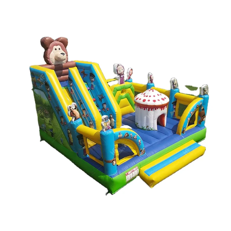 Grand Château Gonflable d'Extérieur pour Enfants et Adultes, Bouncer Commercial Humide Sec avec Toboggan