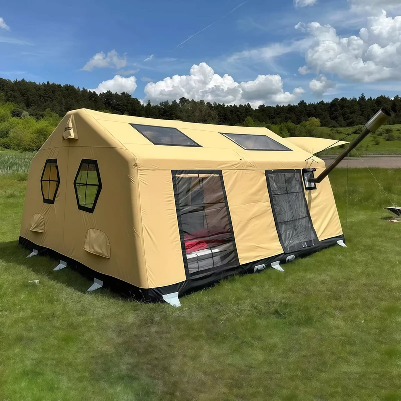 Tenda Inflável Grande para Camping ao Ar Livre em PVC Impermeável com Bomba de Ar para 5-8 Pessoas