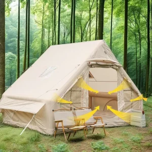 Large Outdoor Family Tent for Camping Waterproof Oxford Canvas with Air Cotton Glamping Inflatable Feature