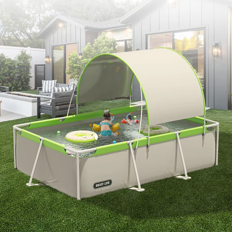 Large Outdoor Inflatable PVC Swimming Pool with Sunshade Sunscreen Foldable Design for Children’s Water Play