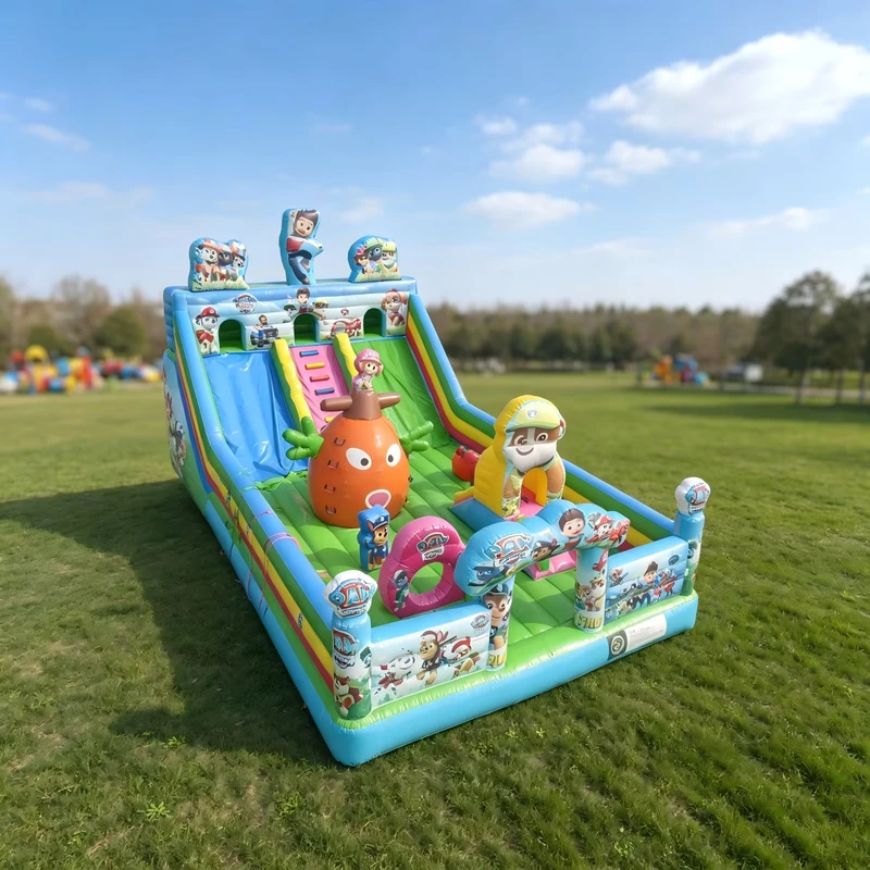 Großer Outdoor PVC Aufblasbarer Rutschen-Paw Dog Patrol Hüpfburg für Kinder Spaß Stadt Spielplatz Aufblasbare Wasserrutsche