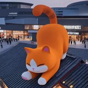 Large PVC Fortune Cat Mascot Lucky Cartoon Style Model Advertising Inflatable 8-10ft Weather Resistant for Commercial Use