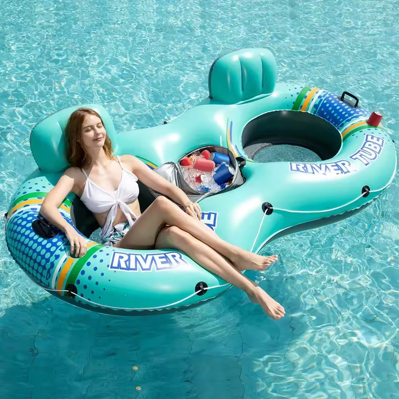 Flotador Inflable Grande de PVC con Portavasos para Adultos, Flotante para Ocio en la Piscina