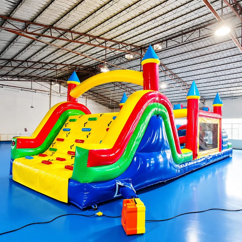 Grande Curso de Obstáculos Inflável de PVC, Castelo Bouncy para Escalada Desportiva 12x4,5m para Uso ao Ar Livre Personalizado