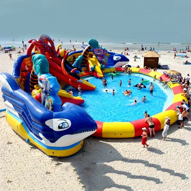 Large Scale Commercial Custom Inflatable Floating Water Park PVC Inflatable Castle Water Amusement Park TX264161