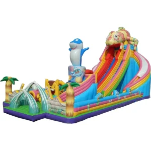 Large Square Children’s Chameleon Inflatable Recreation Slide Bouncy Castle Bouncer