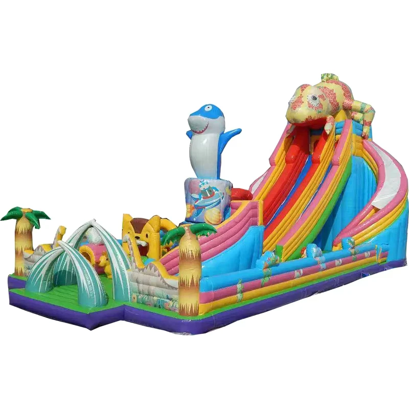 Seluncuran Rekreasi Inflatable Chameleon Anak-anak Besar, Kastil Lompatan Bouncy