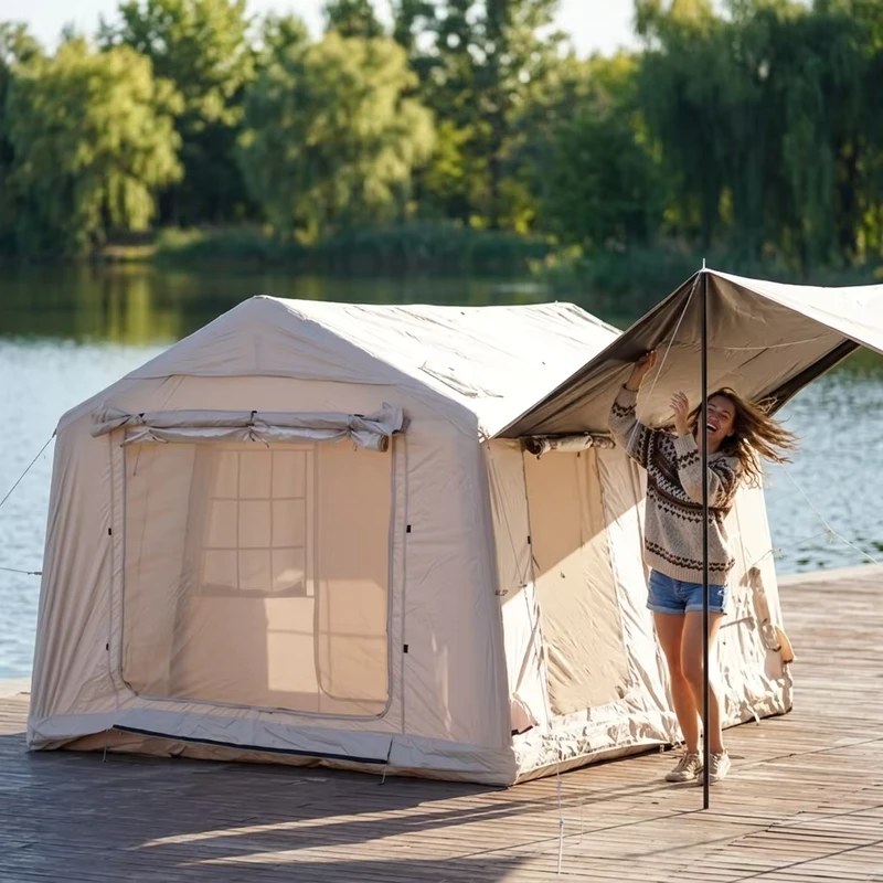 Grande tente de camping gonflable étanche avec tissu Oxford PVC nylon pour événements en plein air