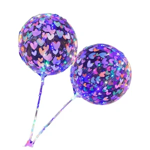 스틱이 있는 LED 풍선 발광 투명 비닐 풍선 결혼식 생일 파티 장식 어린이용 글로보스 LED 경품