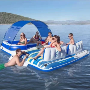 Sofá Bar Lounge Inflable Flotante para Agua, Isla Flotante para Piscina