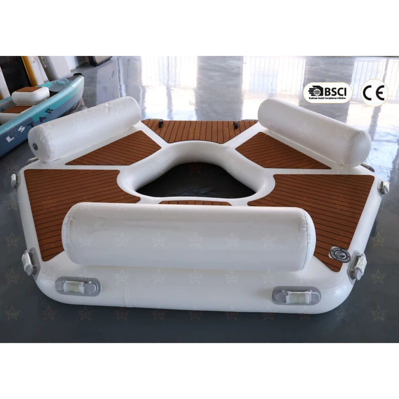 Ilha Inflável de Lazer, Balsa Flutuante, Plataforma Inflável com Escada para Jet Ski
