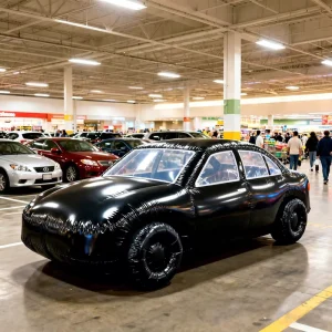Lifelike Giant Inflatable Car Model Customized Design Black Car With Custom Logo for Promotion