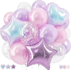 Palloncino in lattice trasparente a forma di stella, lilla rosa, palloncino in foil, festa di compleanno Kpop, baby shower, decorazione da principessa