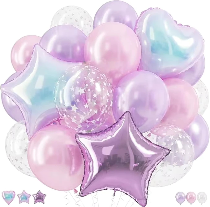 Hellrosa-lila transparente Stern-Latexballon Regenbogen-Folienballon Kpop Geburtstagsparty Baby Shower Prinzessinnen-Dekoration