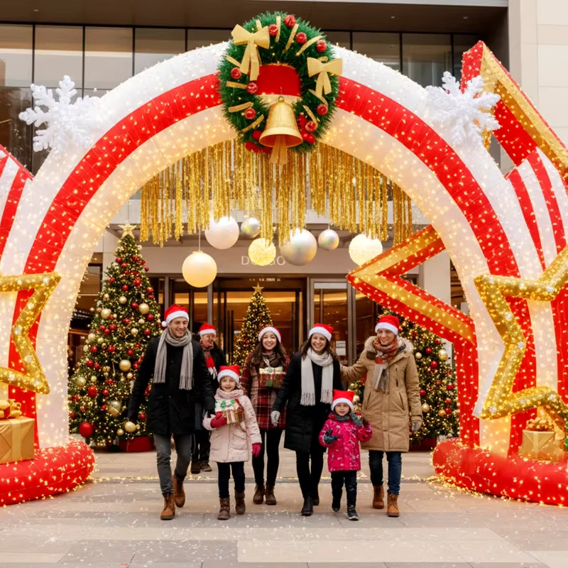 Lightweight Custom Inflatable Christmas Arch Santa Claus Gate for Mall Promotion Event
