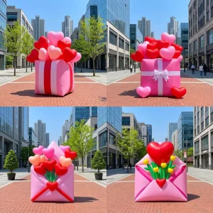 Caixa de Presente Gigante Rosa Leve - Decorações de Supermercado Infláveis Inspirados em Cartoon para Publicidade