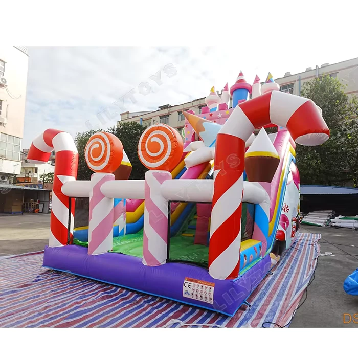 Lilytoys Aufblasbare Trockene Rutsche Süßigkeiten-Themen-Rutsche Kommerzielle Aufblasbare Spiele für Kinder Geburtstagsfeier Vermietung