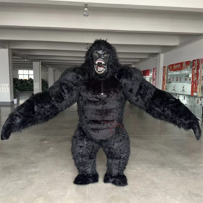 Langer pelziger riesiger schwarzer Gorilla Maskottchenkostüm für Karneval Festivals Tragen 2,2m 2,6m 3m große Größe Gorilla Inflatable Kleidung
