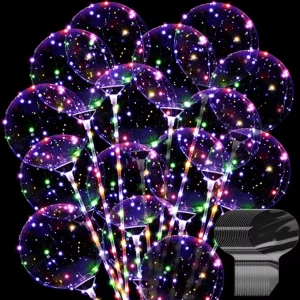 Светящиеся LED шары Bobo с конфетти внутри для Хэллоуина с палочками