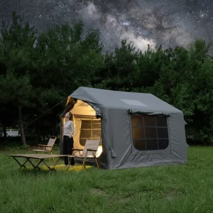 Luxe Automatische Buiten Glamping Opblaasbare Tent Vouwbaar Draagbaar Twee Slaapkamers Grote Waterdichte Canvasstructuur Luchtkamperen