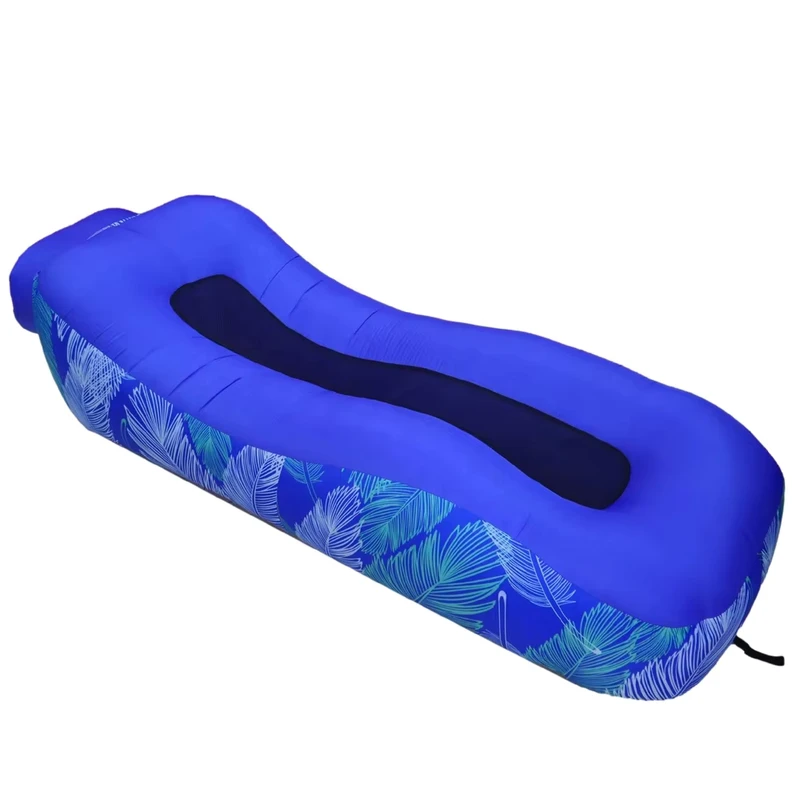 Luxury Inflatable Lounge Float on Pool Water Swimming Lounger Beach Bed Air Sofa Lazy Air Mattress Waterproof Single Layer Nylon