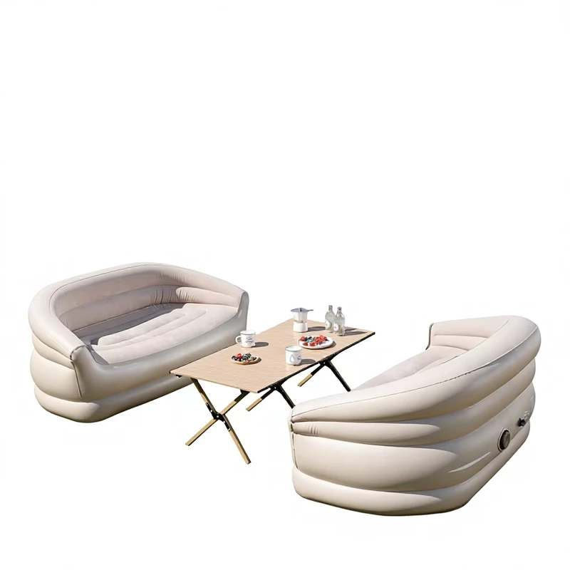 Set Sofa Inflatable Mewah Portabel untuk Outdoor dengan Furnitur Terkompresi dan Pompa Udara Terintegrasi, Material PVC, Desain Minimalis Modern