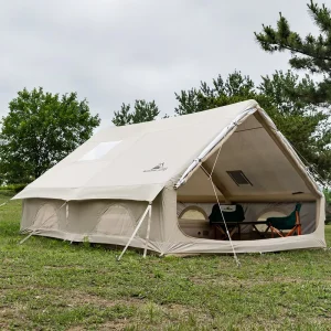Luxus, wasserdichtes, aufblasbares Luftzelt, regensicher, Oxford-Stoff, Kabinenhaus, Dachfenster, Ofenanschluss für Camping-Events und Partys